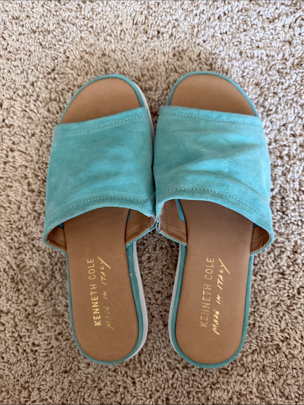 Kenneth Cole Teal Suede Slide Mules